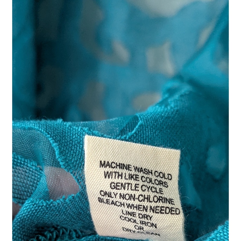Lavender‎ & Honey Women's Burnout Design Blouse XL Turquoise Long Sleeve NWT - Picture 8 of 8